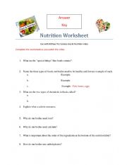 English Worksheet: Bill Nye Worksheet - NUTRITION EPISODE