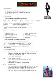 English Worksheet: Thriller by Michael Jackson