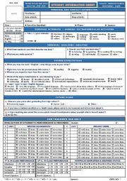 English Worksheet: Students information sheet
