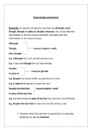 English Worksheet: Expressing concession