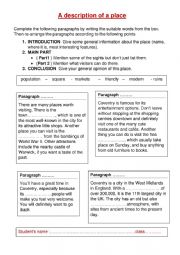 English Worksheet: A description of a place