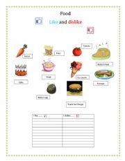 English Worksheet: Like and dislike