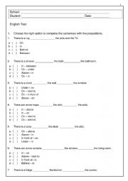 English test - There is - there are and prepositions