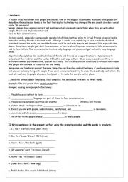 English Worksheet: Readind and grammar exercise