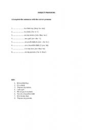 English Worksheet: Subject pronouns