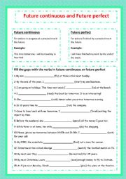 English Worksheet: Future continuous and future perfect