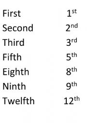 Ordinals - matching game