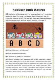 English Worksheet: Halloween puzzle challenge