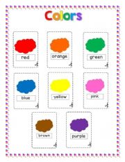 English Worksheet: Flash cards colours