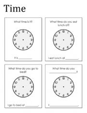 TIME WORKSHEET: What time? 