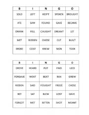 English Worksheet: IRREGULAR VERBS BINGO