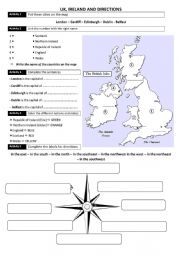 English Worksheet: UK IRELAND DIRECTIONS