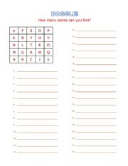 English Worksheet: BOGGLE! Spelling exercise worksheet. Fun