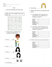 English Worksheet: Personal information and physical appearance