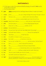 English Worksheet: Word Formation Activity (2) for students studying IELTS Band 4.5 - 5 or FCE