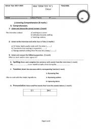 mid term test 1 ( first form)