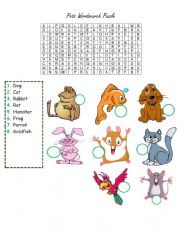 English Worksheet: Pets wordsearch