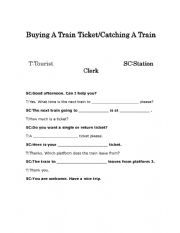 English Worksheet: Buying A Train Ticket Role-Play Full Dialogue And Dialogue Boxes