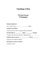 English Worksheet: Catching A Taxi Role-Play Full Dialogue And Dialogue Boxes