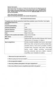 English Worksheet: Costa Rican National athletes