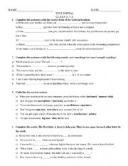 English Worksheet: English test for pre-intermediate students