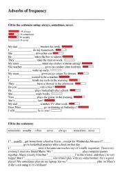 English Worksheet: Adverbs of frequency - always, sometimes, never, often, usually