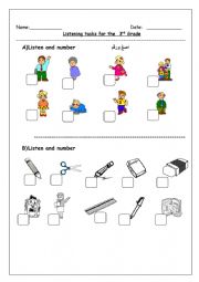 English Worksheet: Listening tasks for the 3rd grade