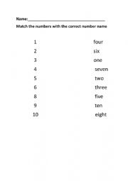 English Worksheet: Number names