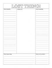 English Worksheet: Lost Thing Missing Poster Activity