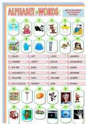 English Worksheet: alphabet words