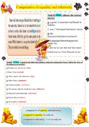 English Worksheet: Comparative of equality and inferiority.