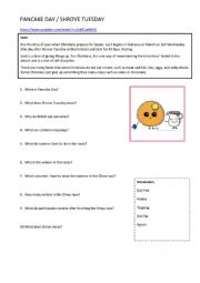 English Worksheet: Pancake day