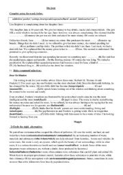 English Worksheet: 9th form consolidation