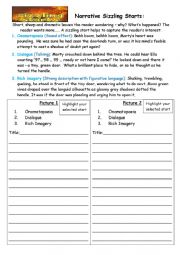 English Worksheet: Narrative Sizzling Starts 