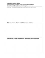 English Worksheet: Camera Angles template