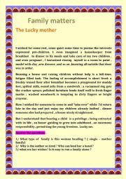 English Worksheet: A lucky  mother