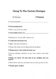 English Worksheet: Going To The Doctors Role-Play Full Dialogue And Dialogue Boxes