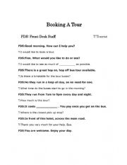 English Worksheet: Booking A Tour Role-Play Full Dialogue And Dialogue Boxes