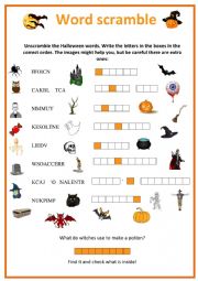 Halloween word scramble