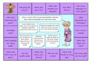 English Worksheet: Question board game vs reading