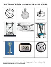 English Worksheet: time measuring tools