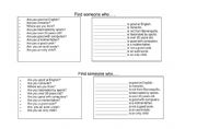 English Worksheet: Find someone who
