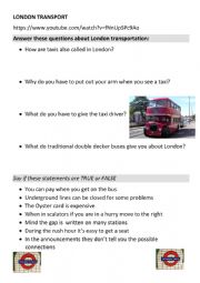 English Worksheet: London transport listening A1-A2