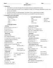 English Worksheet: PET Writing Task 2 - Common expressions