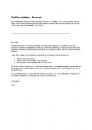 English Worksheet: Find the mistakes