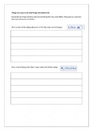 English Worksheet: Likes and Dislikes