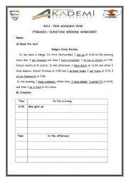 English Worksheet: daily routines