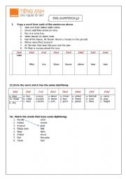 English Worksheet: Diphthongs