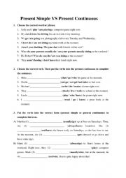English Worksheet: The Present Simple and Continuous