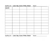 English Worksheet: Spelling Practice form Look, Say, Cover, Write, Check